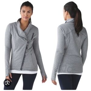 Lululemon Athleta Turn yoga athletic dua zip front grey loungewear jacket size 6
